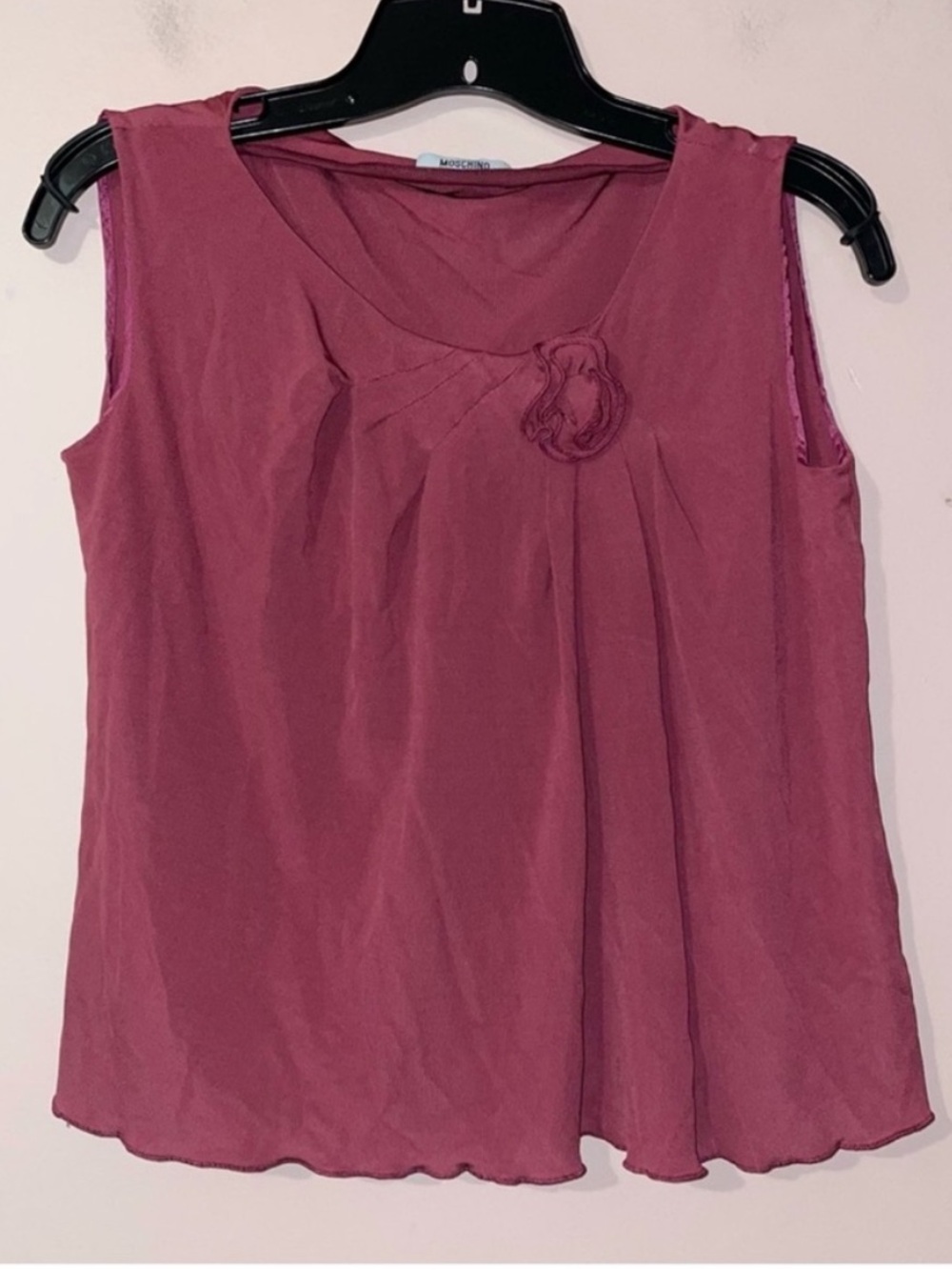 MOSCHINO Cheap and Chic Dark Pink Rose Sleeveless Top Size US 6 Rosette Rose